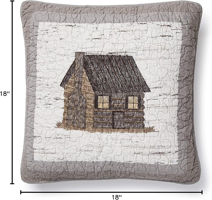 Donna Sharp Throw Pillow - Birch Forest - Lodge Decorative Throw Pillow with Log Cabin Pattern - Square