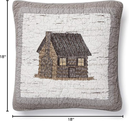 Donna Sharp Throw Pillow - Birch Forest - Lodge Decorative Throw Pillow with Log Cabin Pattern - Square