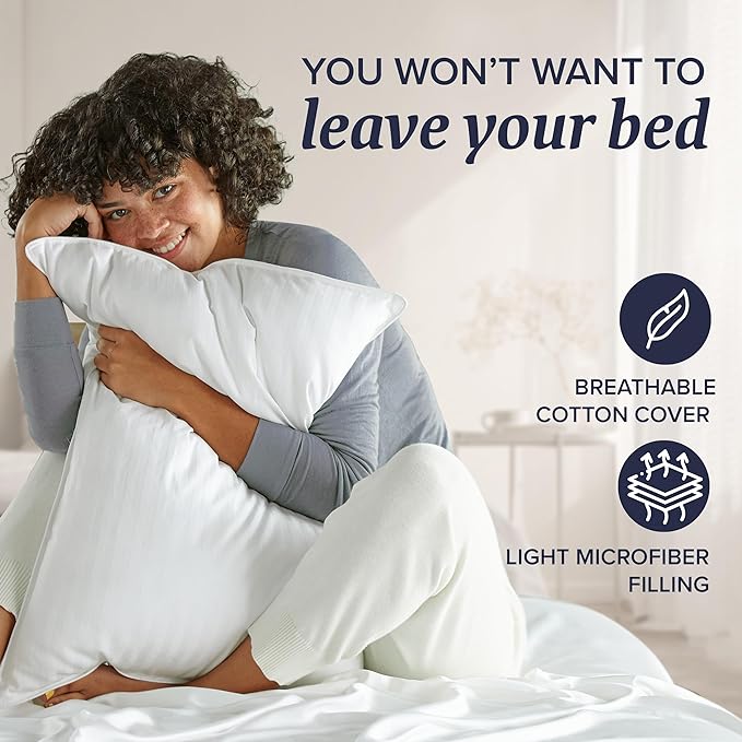 Beckham Hotel Collection Bed Pillows King Size Set of 2 - Down Alternative Pillow for Back, Stomach or Side Sleepers