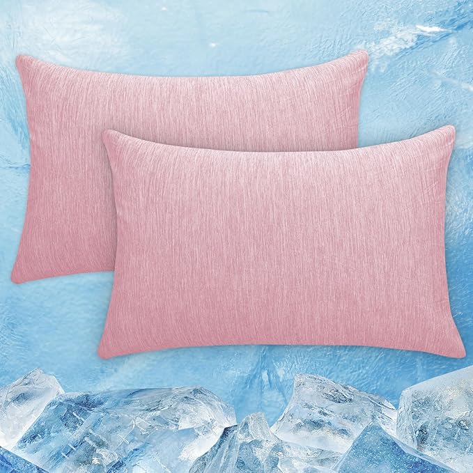 CHOSHOME Cooling Pillow Cases Zipper Pillow Covers Q-Max > 0.45 Zippered Pillowcases for Hot Sleepers, Soft, Breathable, Skin-Friendly, 2 Pack (King, 20"x36", Pink)