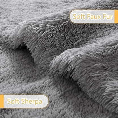 LOCHAS Luxury Fluffy Dog Blanket, Extra Soft and Warm Sherpa Fleece Pet Blankets for Dogs Cats, Plush Furry Faux Fur Puppy Throw Cover, 20''x30'' Grey