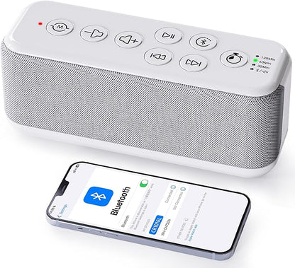 OnLyee White Noise Sound Machine with Bluetooth Speaker, 15 Soothing Sounds for Sleep, Baby & Office Privacy, 3000mAh Rechargeable, Auto-Off Timer, 8-Level Volume (White)