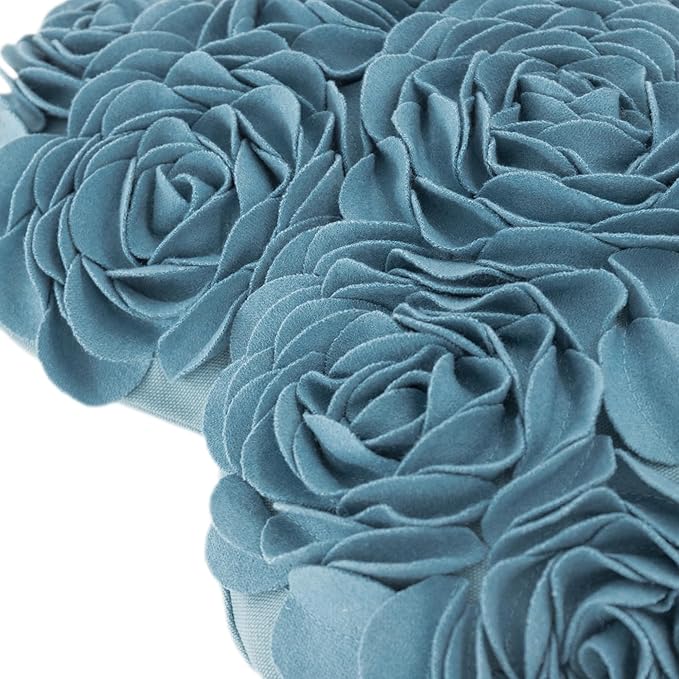 JWH Valentine's Day Throw Pillow Covers Decorative Flower Accent Pillow Cases Heart Shaped Cushion for Couch Living Room Bed Chair 14 x 16 Inches Teal Blue