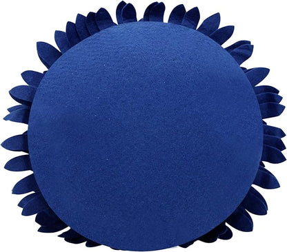 3D Daisy Flower Decorative Pillow - Sunflower Throw 14.5 x 13 Inch Round Decor - Home Decorations for Couch & Bed - Flower-Shaped (Case + Insert, Solid Navy)