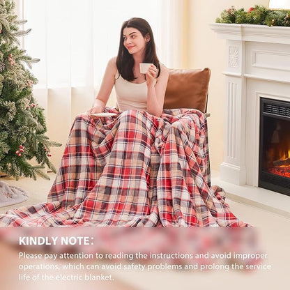 Homemate Electric Blanket Heated King Size - 100“x90“ Ultra Soft Cozy Flannel Heating Blanket with 10 Fast Heat Levels 8 Hours Auto Off Over-Heated Protection ETL Certification Keep Warm in Home