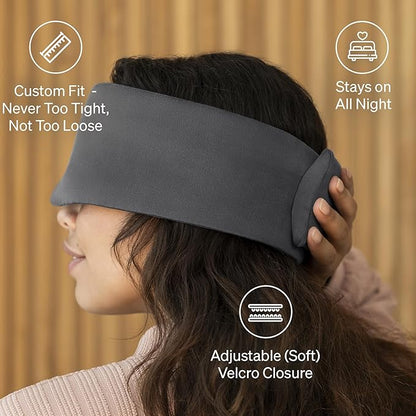 Baloo Silk Weighted Sleep Mask (Grey - 0.6 lb) | Light Blocking & Sound Muffling Eye Mask for Sleeping | Cool, Soft & Comforting