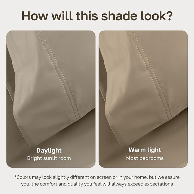 California Design Den California King Sheet Set - 100% Cotton, 600 Thread Count Deep Pocket Cal King Sheet Set, Luxury Soft Hotel-Quality Sheets with Sateen Weave (Cool Taupe)