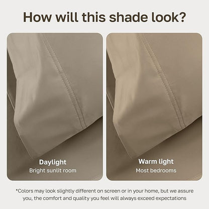 California Design Den Split King Sheet Set - 100% Cotton, 600 Thread Count, Breathable Luxury King Size Sheets for Adjustable Bed, Luxury Hotel-Quality Sheets with Soft Sateen Weave (Cool Taupe)