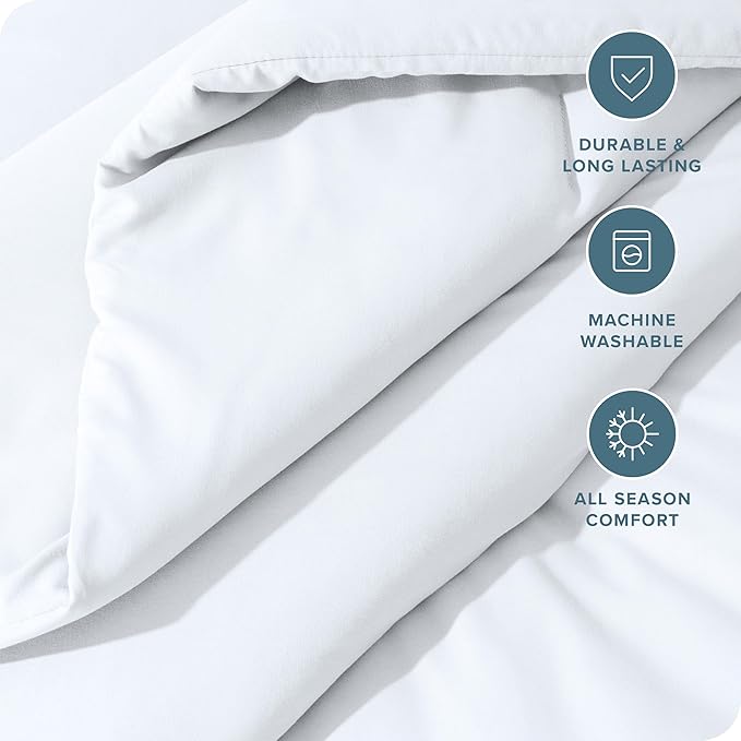 Bare Home Comforter Set - Full Size - Ultra-Soft - Goose Down Alternative - Premium 1800 Series - All Season Warmth Comforter (Full, White)