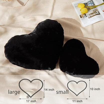 YRXRUS Heart Pillows, Love Heart Shaped Pillow, Black Cute Heart Pillow for Gifts, Shaped Throw Pillows for Her, Kids, Women, Girls Home Decoration, 10X11 Inch
