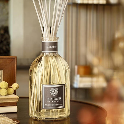 Dr. Vranjes – Milano 2500 ml Refill + Double Pack of White Sticks (3 Pieces Bundle) – Luxury Home Fragrance, Made in Italy, Main Scent: Patchouli, Pepper, Sandalwood (500 ml Refill)