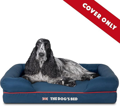 The Dog’s Bed Replacement Outer Cover, Oxford Fabric, Blue with Red Trim & UK Flag, Medium