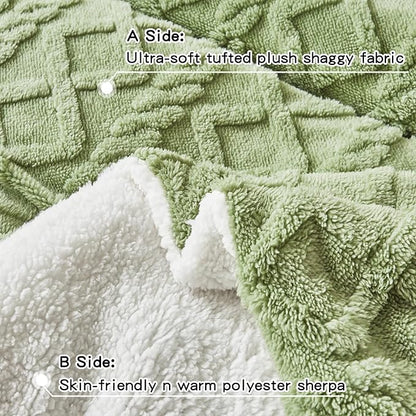 Joyreap 3-Piece Fluffy Faux Fur Sherpa Comforter Set Green, King Size Luxury Tufted Bedding Comforter Set, All Season Soft n Cozy Plush Comforter Bed Set- 100x88 inches