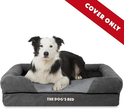 The Dog’s Bed Replacement Outer Cover, Plush Fabric, Grey, Large