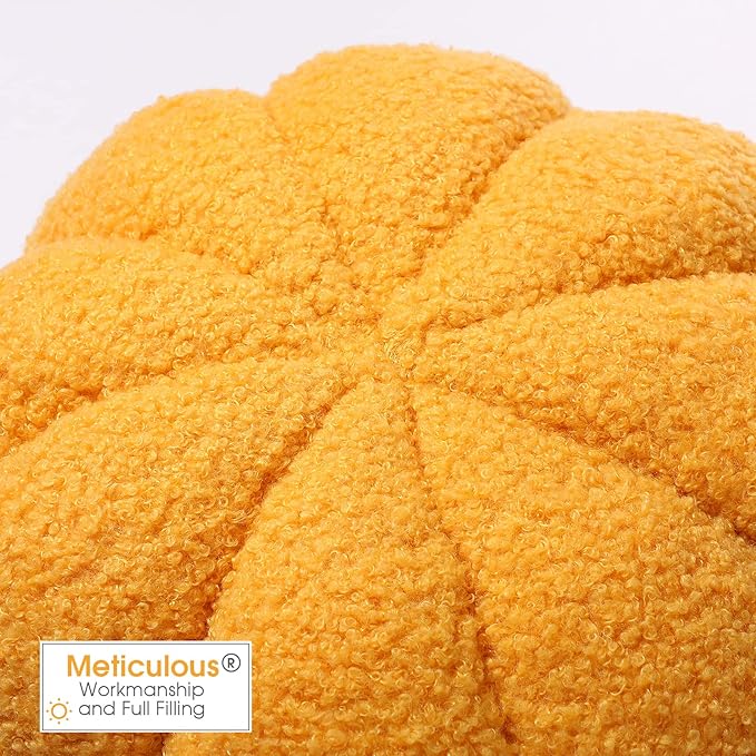 Queekay 2 Pcs Pumpkin Pillow Plush 11 x 9.5 Inch Thanksgiving Stuffed Pumpkin Decor for Fall Home Bedroom Throw Pillow Cushion Gifts for Holiday Operation Christmas Halloween Car Sofa(Ginger)