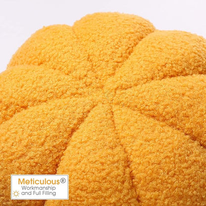 Queekay 2 Pcs Pumpkin Pillow Plush 11 x 9.5 Inch Thanksgiving Stuffed Pumpkin Decor for Fall Home Bedroom Throw Pillow Cushion Gifts for Holiday Operation Christmas Halloween Car Sofa(Ginger)