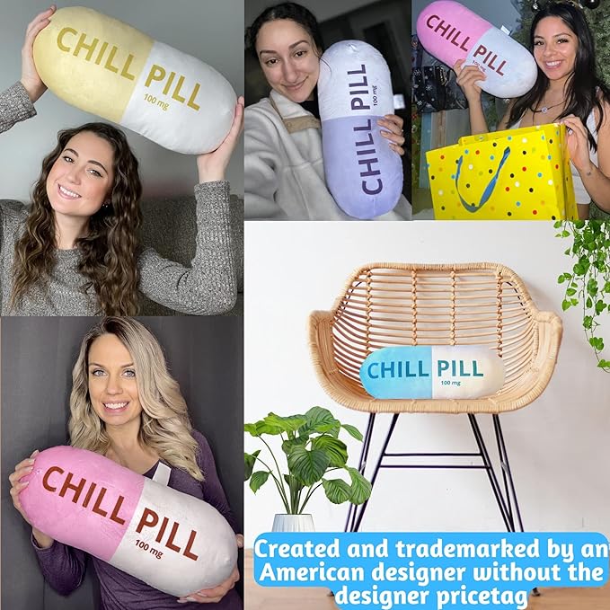Chill Pill Pillow - Preppy Cute Trendy Room Decor Aesthetic Throw Pillows Dorm, Teenager, Y2K, Teacher, Doctor, Nurse, Lawyer Student, Best Friend, Sister Birthday Gift for her