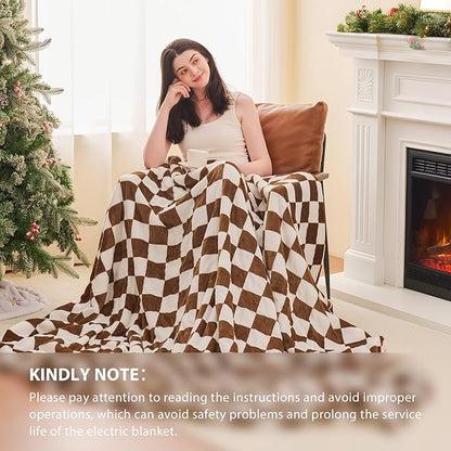 Homemate Electric Blanket Heated Queen Size - 84“x90“ Ultra Soft Cozy Flannel Heating Blanket with 10 Fast Heat Levels 8 Hours Auto Off Over-Heated Protection ETL Certification Keep Warm in Home