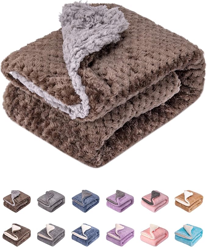 Fuzzy Dog Blanket or Cat Blanket or Pet Blanket, Warm and Soft, Plush Fleece Receiving Blankets for Dog Bed and Cat Bed, Couch, Sofa, Travel and Outdoor, Camping (Blanket (32" x 40"), DG-Eagle Grey)