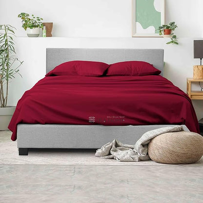 Queen Sheet Set 4 Piece Egyptian Cotton Sheets 600 TC Breathable Hotel Luxury Bedding Set 16" Inch Extra Deep Pockets, Extra Soft Cooling Sheets, Wrinkle, Fade, Stain Resistant - Burgundy