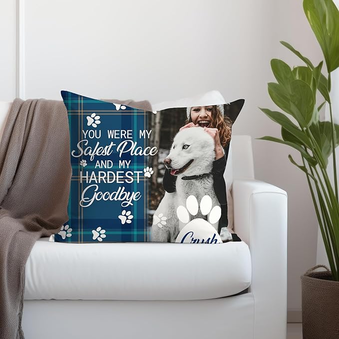 Ships Next Day, Made in USA - Personalized Pet Memorial Pillow for Cats & Dogs - Memorial Gift for Loss of Dog - Pet Memorial Gift - Sympathy Gifts - Dog Remembrance Pillow - Unique Keepsake v3(16x16)