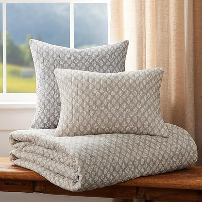 Levtex Home - Aditya Taupe Quilt Set - Twin Quilt and One Standard Sham - Bordered Medallion - Grey White Taupe - Quilt (68x86in.) and Sham (20x26in.) - Reversible - Cotton