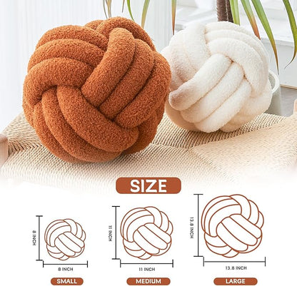 Decorative Throw Knot Pillow Ball for Home Chair Sofa Couch Bed Aesthetic Round Decor Pillows Lambswool Knotted Pillow Cushion (Navy Blue, 11 inches)