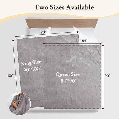 Electric Heated Blanket 84"x90" Queen Size - 4 Heat Settings & Dual Controllers, 10H Auto Shut Off, Ultra-Soft Coral Fleece Heated Blanket with Overheat Protection, Cozy and Comfortable, Light Grey