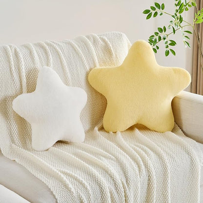 Star Pillow 15.7" Black Star Shaped Decorative Throw Pillow for Couch Bed Aesthetic Plush Floor Seating Cushions with Soft Faux Rabbit Fur for Sofa Bedroom Living Room