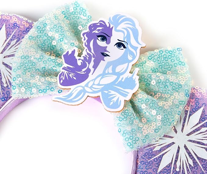 Mouse Ear Headbands,Sparkle Mouse Ears Headband for Women Girls Cartoon Princess Costume Cosplay Decoration (Elsa)