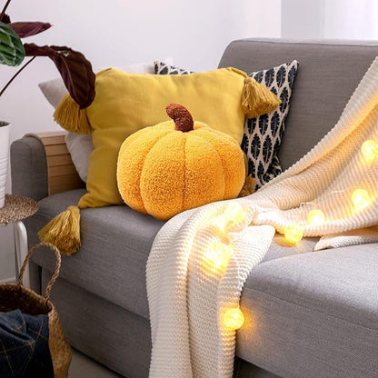 Queekay 2 Pcs Pumpkin Pillow Plush 11 x 9.5 Inch Thanksgiving Stuffed Pumpkin Decor for Fall Home Bedroom Throw Pillow Cushion Gifts for Holiday Operation Christmas Halloween Car Sofa(Ginger)
