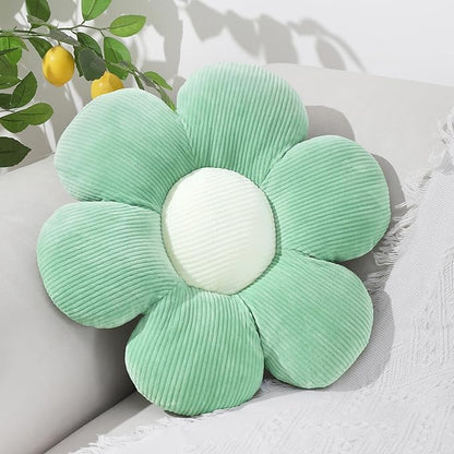 Six Petal Flower Pillow,Soft Daisy Shaped Throw Pillows Cushion Seating for Home Decorative Cute Flower Throw Pillow for Bed Sofa Couch (Green,15.7'')