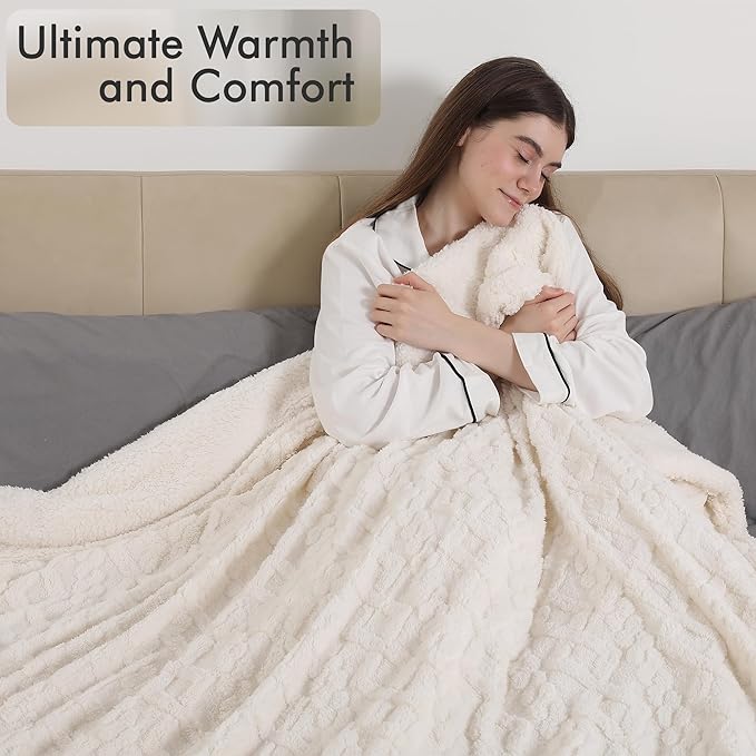 Heated Blanket Electric King Size, Machine Washable Plush Heated Blanket with Dual Control 5 Heating Levels & 10 Hours Auto Off, Fast Heating & Overheat Protection, 100" x 90", White