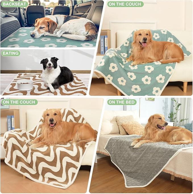 BEAUTYZOO Waterproof Dog Blankets for Medium Large Dogs Washable- Reversable Dog Blanket for Furniture, Sofa, Couch, Crate, Car- Soft Sherpa Dog Throw Plush Pet Bed Blanket Cat Puppy, 32"x40" Grey