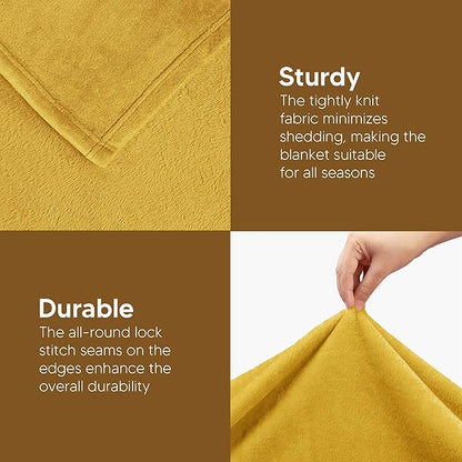 Utopia Bedding Fleece Blanket King Size Gold 300GSM Luxury Fuzzy Soft Anti-Static Microfiber Bed Blanket (90x102 Inch)