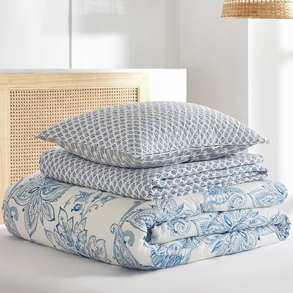 Levtex Home - Aditya Quilt Set - Full/Queen Quilt and Two Standard Shams - Medallion - Blue Navy and White - Quilt (88x92in.) and Shams (20x26in.) - Reversible - Cotton