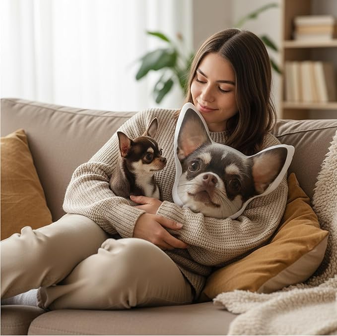 Custom Pet Pillow with Photo - Personalized Dog Cat Shaped Pillow - Personlized Pet Memorial Gifts for Loss of Dogs - Bereavement Gift for Dog Lover for Him or Her