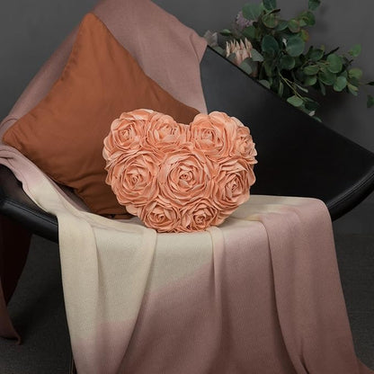 JWH Valentine's Day Throw Pillow Covers Decorative Flower Accent Pillow Cases Heart Shaped Cushion for Couch Living Room Bed Chair 14 x 16 Inches Peach Pink