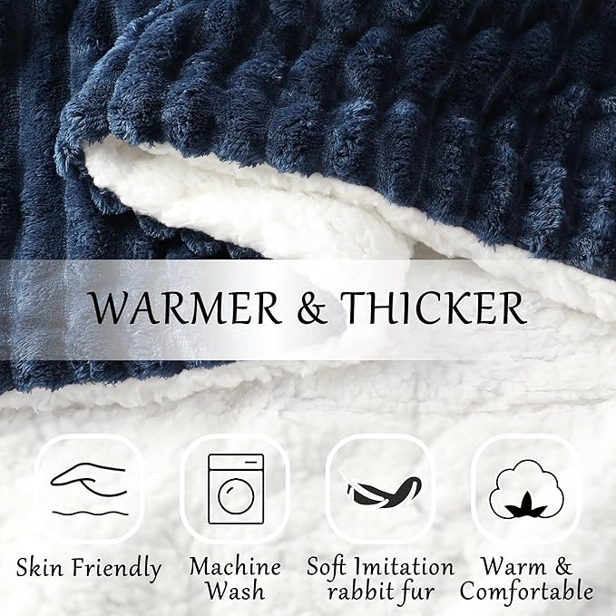 Electric Blanket Heated Queen Blanket, Super Soft Flannel & Sherpa Electric Queen Blanket with 6 Fast Heating Levels, 10 Hours Auto Off & OverHeat Protection, Machine Washable, 84'' X 90'', Navy Blue