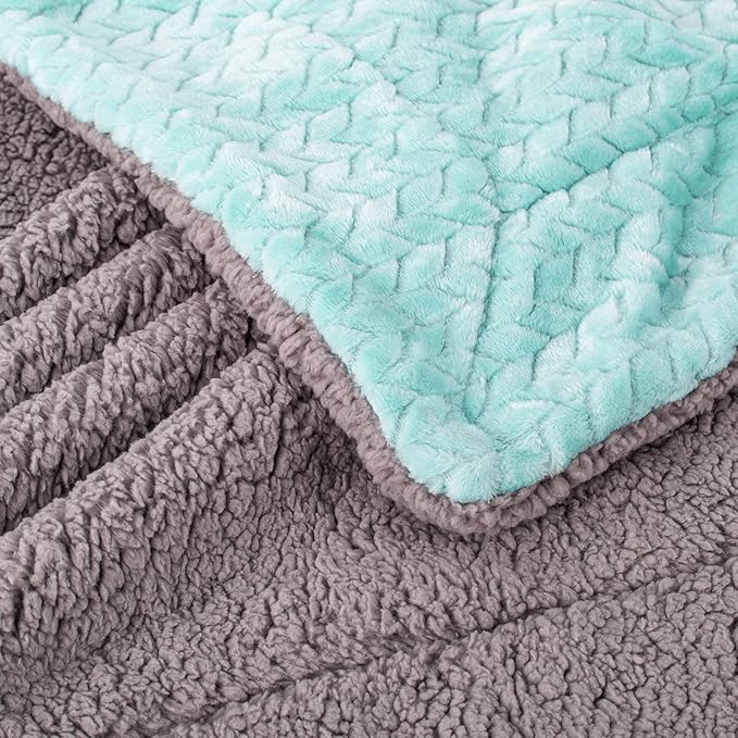 Fuzzy Blanket or Fluffy Blanket for Baby Girl or boy, Soft Warm Cozy Coral Fleece Toddler, Infant or Newborn Receiving Blanket for Crib, Stroller, Travel, Outdoor (40" x 48", MD-Aqua Green)