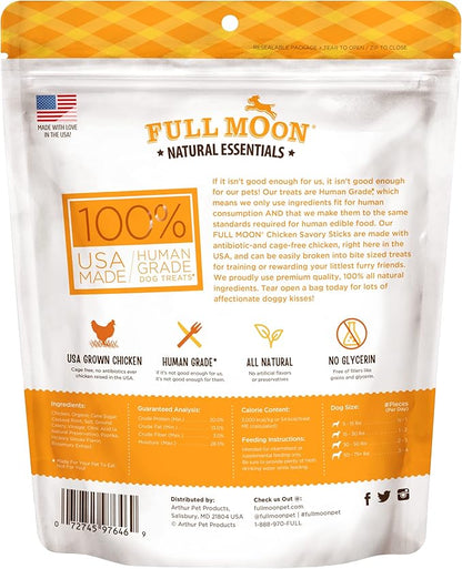 Full Moon Dog Treats, Chicken Sticks | Human Grade | All Natural | 16 Ounce | Pack of 2