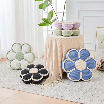 Flower Pillow, Soft Flower Decorative Throw Pillow, Cute Daisy Flower Shaped Seating Floor Cushion Room Décor Plush Pillows for Sofa Couch Bed (17.7 Inch, Blue)