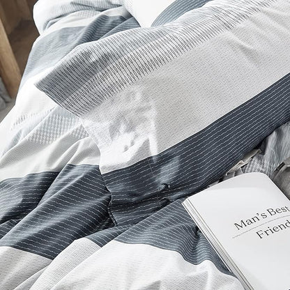 HighBuy Twin XL Size Comforter Set Striped Bedding Comforter Sets Gingham with Matching Shams Boys Men Modern Chic Pattern Boho Home Decor Comforter Set Full Size for All Seasons