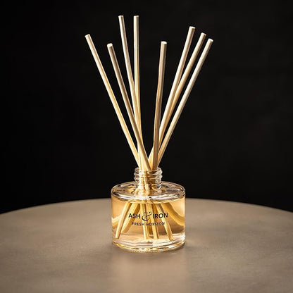Luxury Reed Diffuser for Home & Bathroom – Ash & Iron Fresh Horizon, Crisp Alpine Air & Cactus Blossom, 125 mL, 3–5 Month Duration