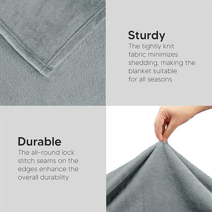 Utopia Bedding Fleece Blanket Queen Size Ash Grey (90x90 Inches) Ultra Soft Warm Lightweight Microfiber Breathable Anti-Static Cozy Winter Bed Blanket, All-Season Home Decor Gift for Men & Women