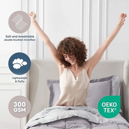 Nestl 5 Piece Twin Comforter Set – Grey Lavender Reversible Bed in a Bag – Complete Twin Size Bedding Set with Sheets, Pillowcase and Sham