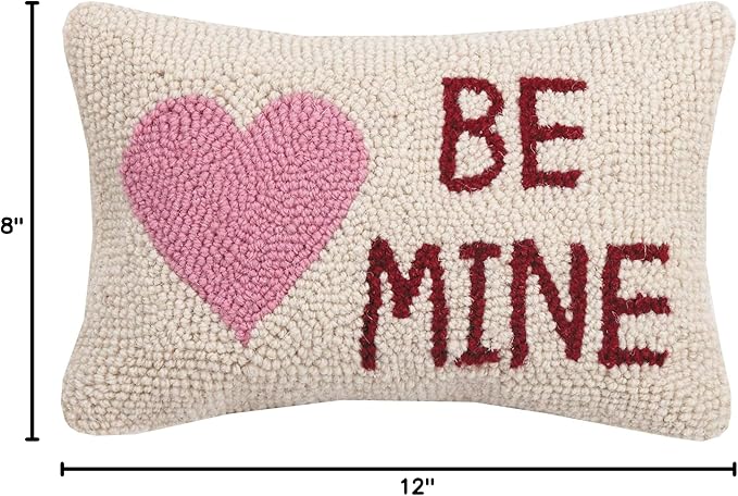 Peking Handicraft 30KSL727C12OB Be Mine Heart Hook Wool and Cotton Pillow, 8 X 12' inch, Multicolor