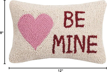 Peking Handicraft 30KSL727C12OB Be Mine Heart Hook Wool and Cotton Pillow, 8 X 12' inch, Multicolor