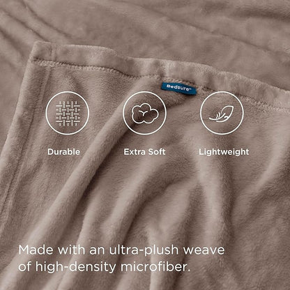 Bedsure GentleSoft Fleece Blankets Twin Size Mocha Brown - 300GSM Lightweight Plush Fuzzy Cozy Soft Blanket for Bed, Sofa, Couch, Travel, Camping, 60x80 inches
