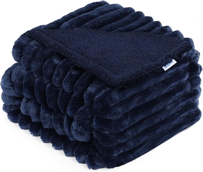 Waterproof Dog Blanket, Soft Fleece Blanket for Couch Protector, Reversible Pet Blankets Furniture Protector Cover for Small Medium Large Dogs Cats (Navy, 30"x40")